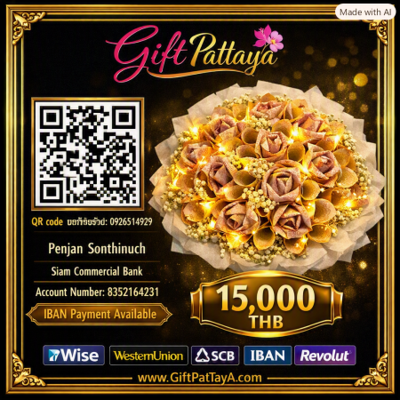 Money bouquet 15000 bth - Gaver til Valentinsdag