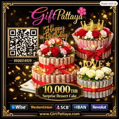 Cake money ( 10000 bth in cake): Gave til Valentinsdag (10.000 THB)