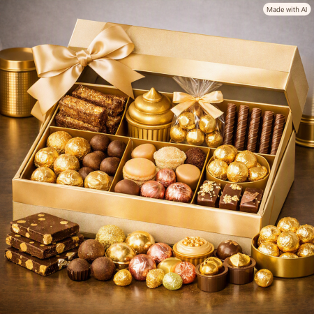 Golden Chocolate Treats Set | Luxury Home Gifts