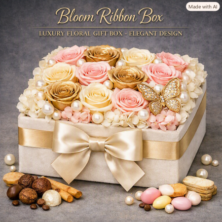 Luxury Bloom Ribbon Box | Elegant Home Decor