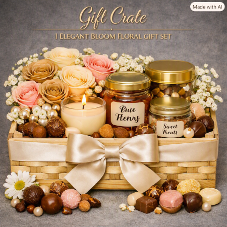 Elegant Bloom Gift Crate | Luxury Home Decor & Gifts