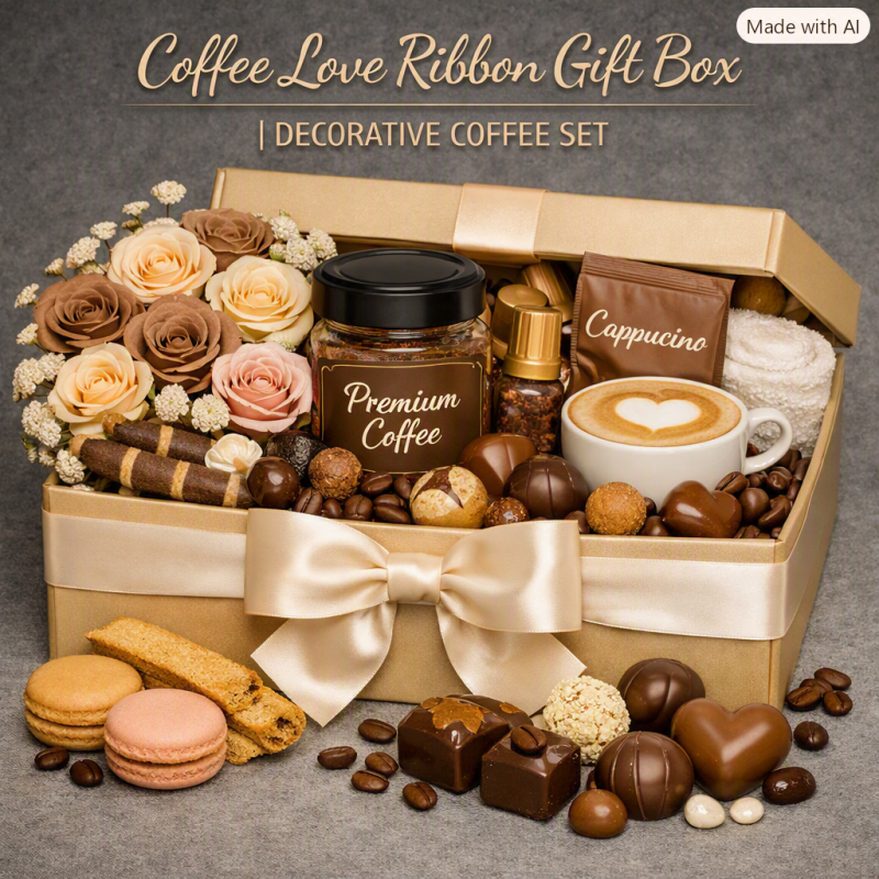 Coffee Love Ribbon Box | Elegant Home Gift Set
