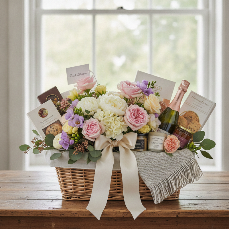 Fresh Blossom Gift Basket | Elegant Home Floral Gifts