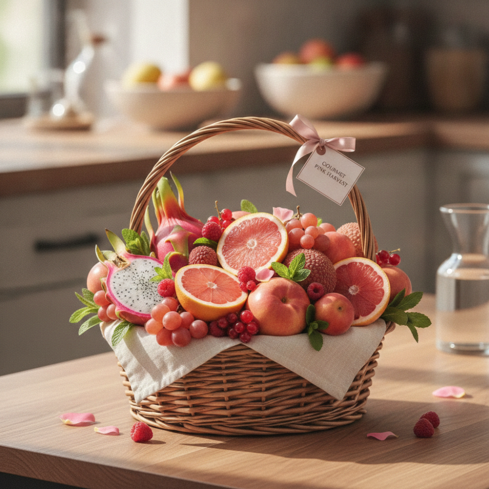 Fresh Pink Fruit Basket