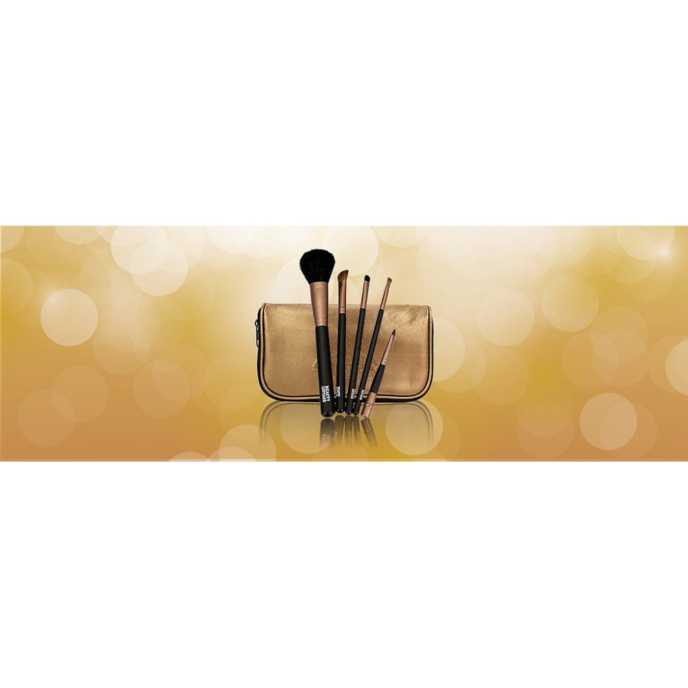 Gold makeup brush set case
