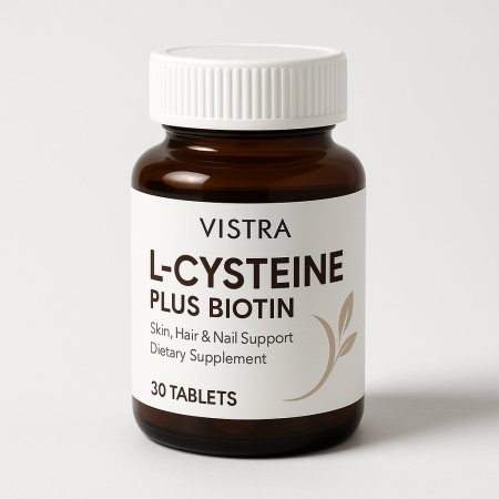 L-Cysteiini Plus Biotiini -ravintolisä | Vistra - 30 tablettia