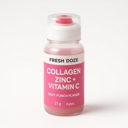 Fresh Doze Press Shake Collagen Zinc + Vitamin C Fruit Punch Flavor 21g. 6pcs.