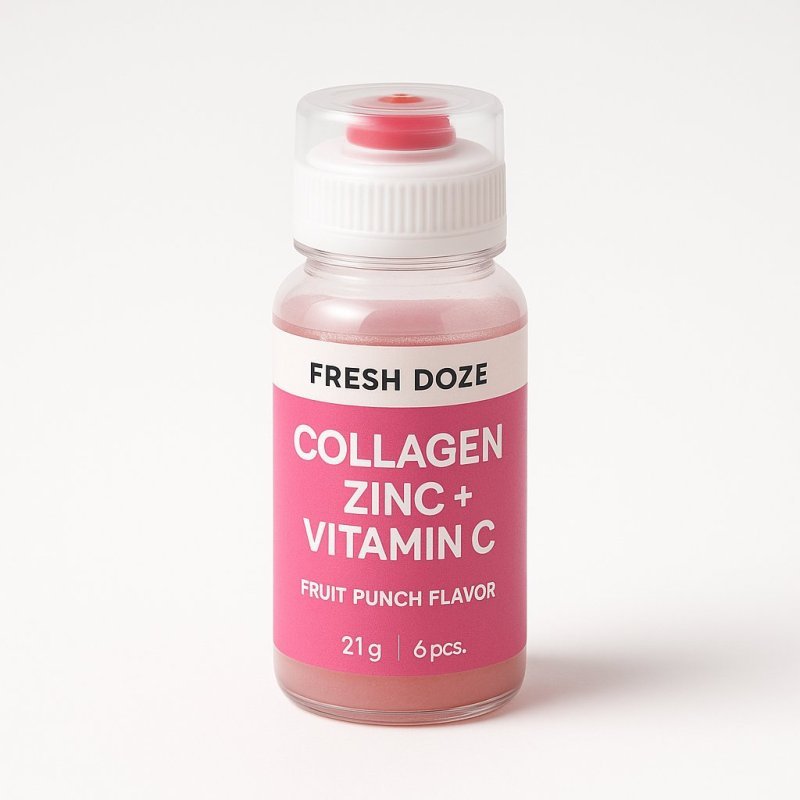 Fresh Doze Press Shake Collagen Zinc + Vitamin C Fruit Punch Flavor 21g. 6pcs.