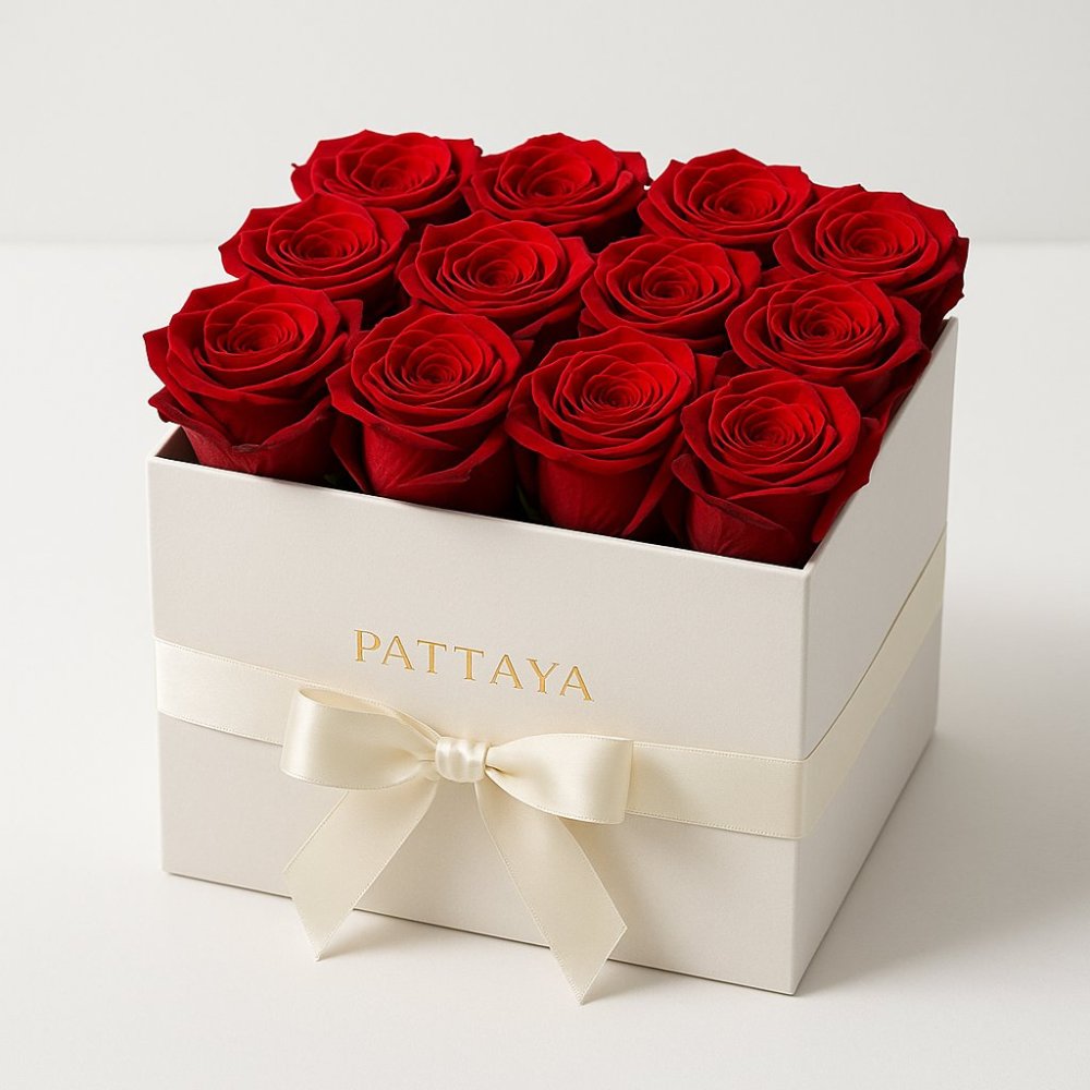 Luksuriøs roseblomsterarrangement | Rose Box Pattaya