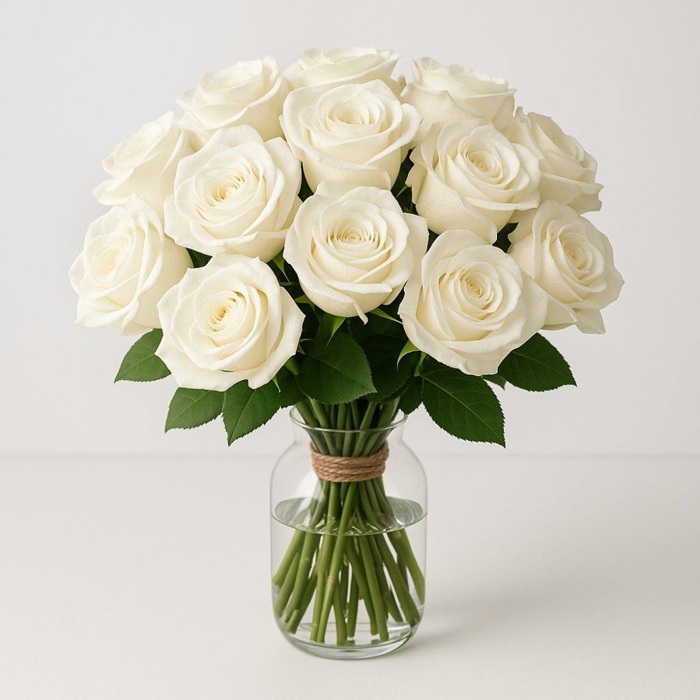 Fresh White Rose Bouquet | Blomsterarrangement - Hvit