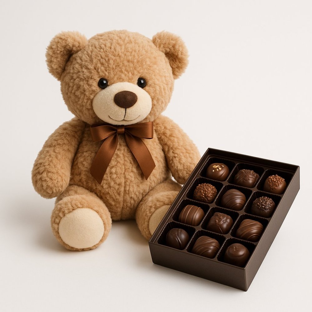 Teddybjörn & Choklad Gåvoset | Plyschleksak & Godis