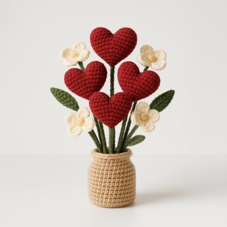 Heart Crochet Bouquet – Romantic Handmade Gift