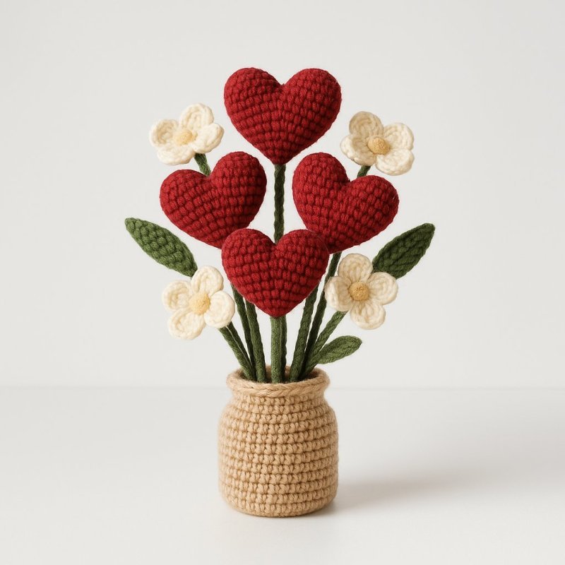 Heart Crochet Bouquet – Romantic Handmade Gift