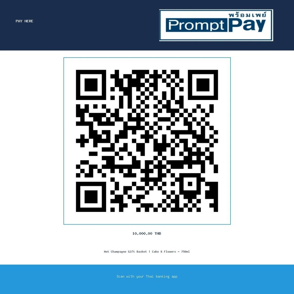 Pay ดอกไม้ ไวน์ Moet และเค้ก - PromptPay 10,000.00 THB - GiftPattaya