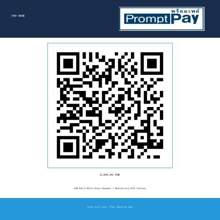 Pay 100 red and white roses - PromptPay 8,000.00 THB - GiftPattaya