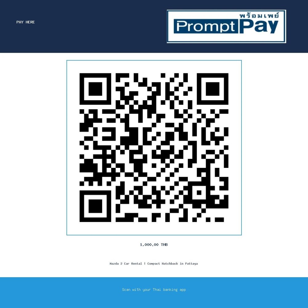 Pay Mazda 2 Car Rental | Compact Hatchback in Pattaya - PromptPay 1,000.00 THB - GiftPattaya