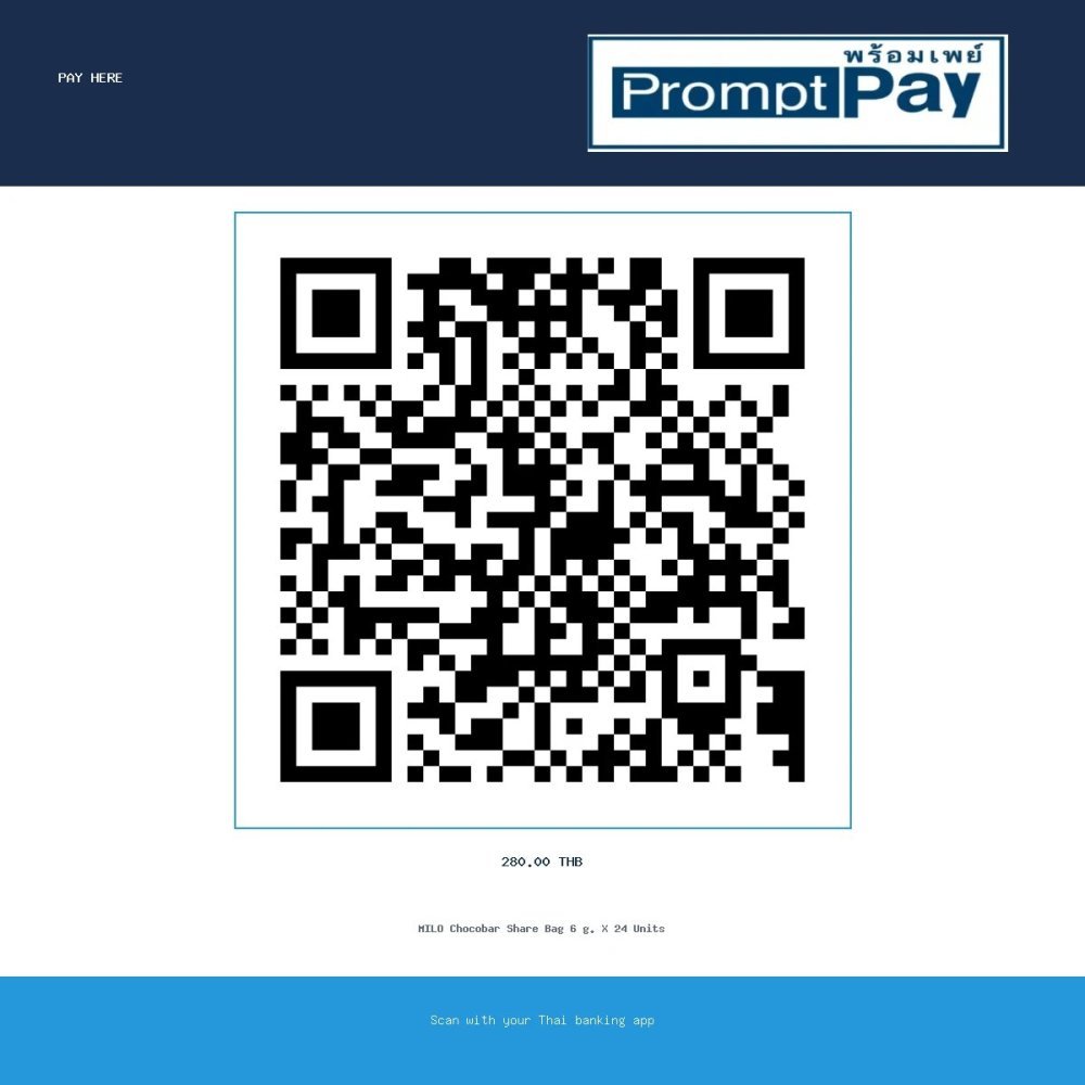 Pay MILO Chocobar Share Bag 6 g. X 24 Units - PromptPay 280.00 THB - GiftPattaya