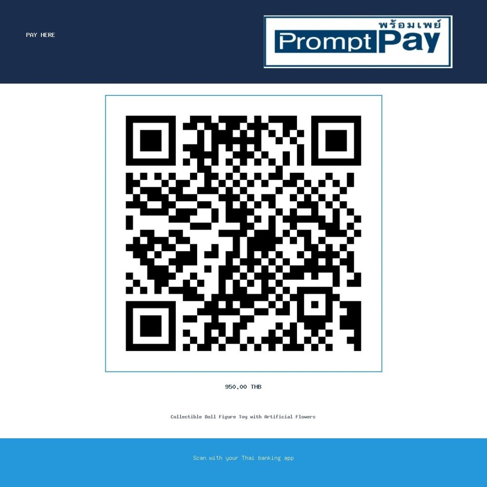Pay Collectible Doll Figure Toy with Artificial Flowers - PromptPay 950.00 THB - GiftPattaya