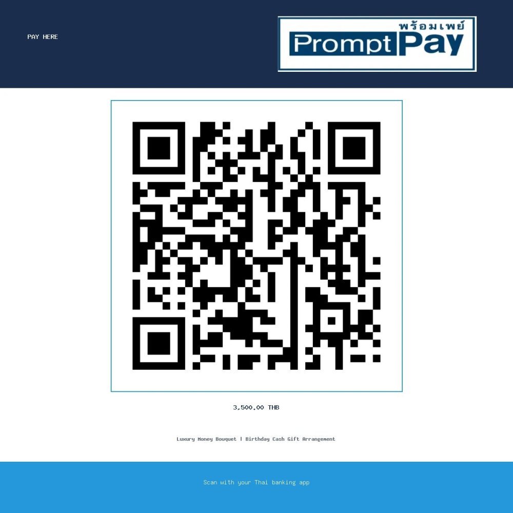 Pay Luxury Money Bouquet | Birthday Cash Gift Arrangement - PromptPay 3,500.00 THB - GiftPattaya