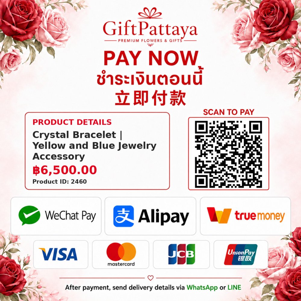 Pay Crystal Bracelet | Yellow and Blue Jewelry Accessory with Pay.sn - GiftPattaya