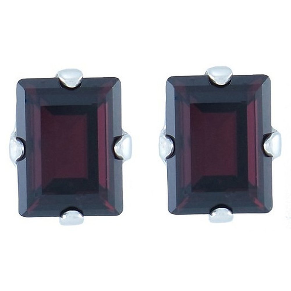 Pendientes de piedras preciosas rojas de talla esmeralda