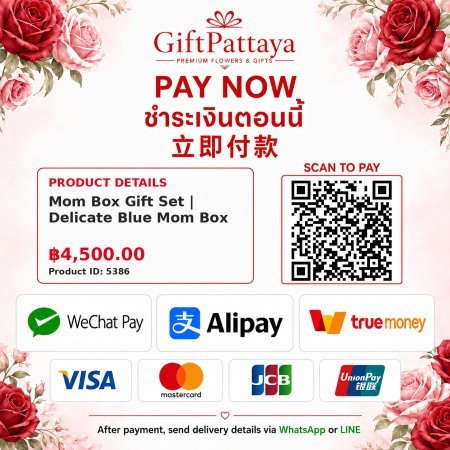 Pay Mom Box Gift Set | Delicate Blue Mom Box with Pay.sn - GiftPattaya