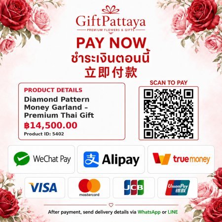 Pay Diamond Pattern Money Garland – Premium Thai Gift 6000bth with Pay.sn - GiftPattaya