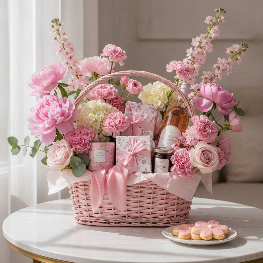 Pink Blossom Gift Basket