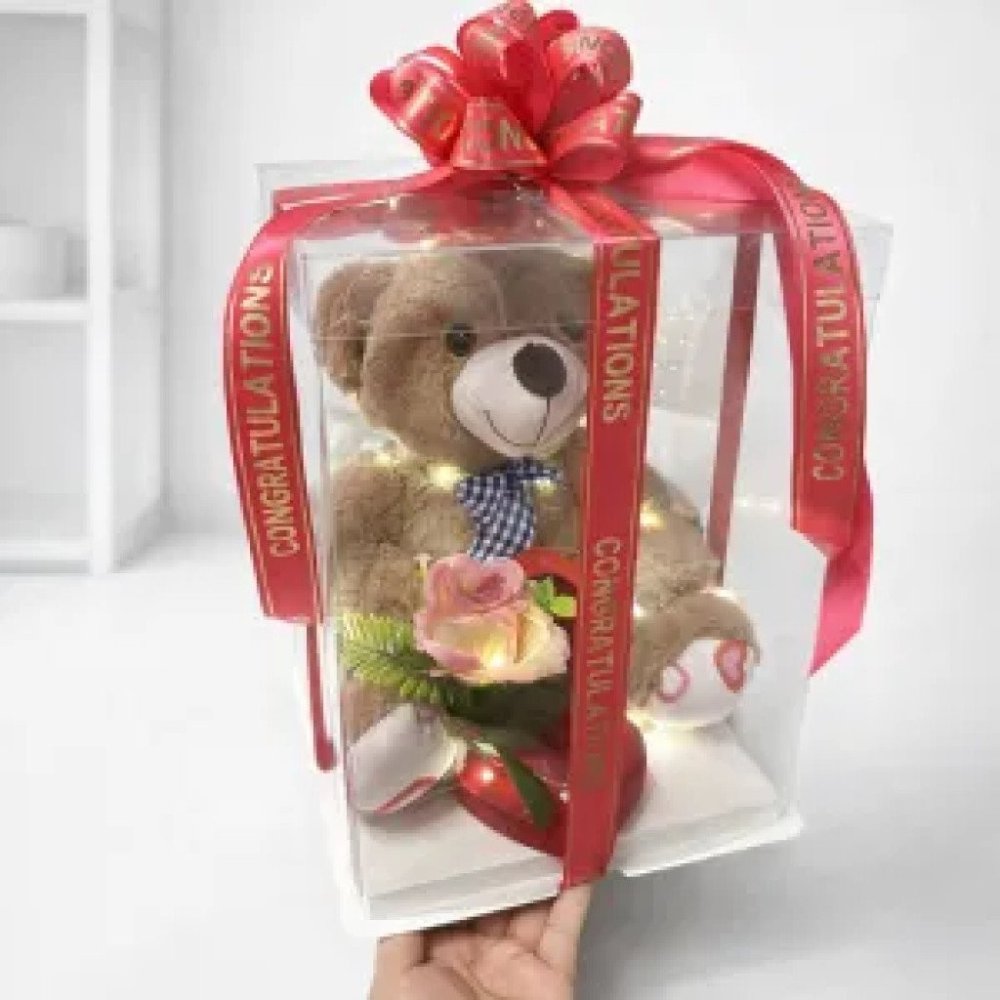 59 Teddy Baer with necklace in box ตุ๊กตาหมีพร้อมสร้อยคอในกล่อง