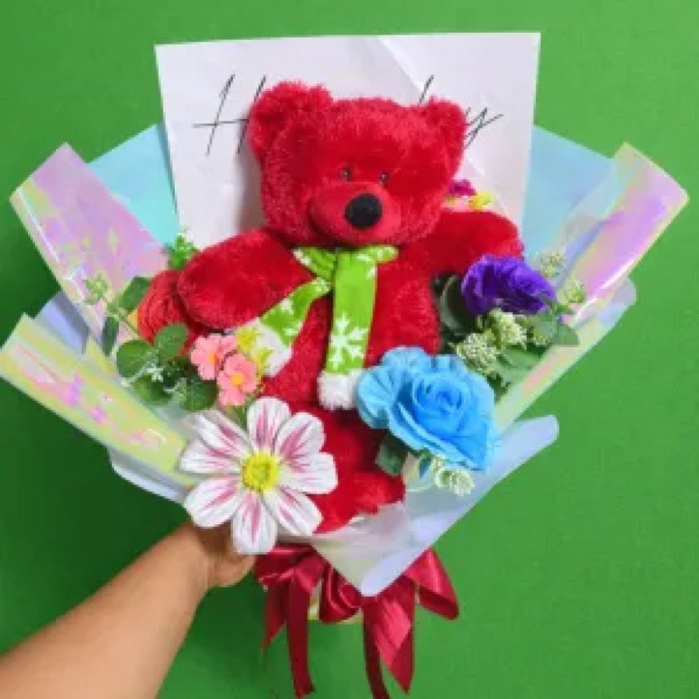 No 51 ช่อตุ๊กตาหมี teddy bear bouquet with artificial flowers