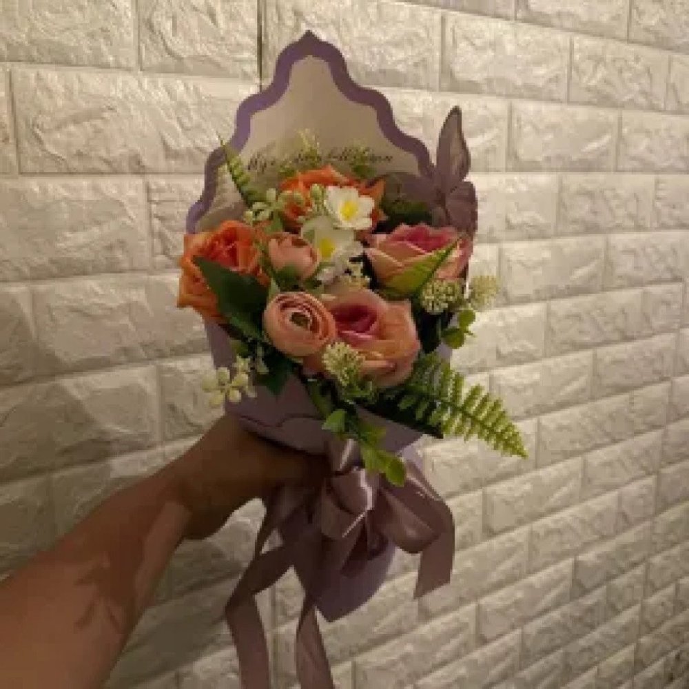 No11 ช่อดอกไม้ประดิษฐ์ artificial flowers in paper bouquet