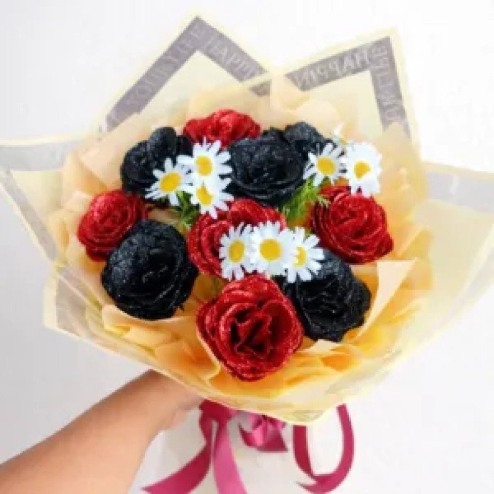 13 ช่อดอกไม้กริซเตอร์สีดำแดง artificial flowers
