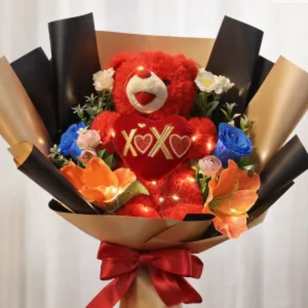 No. 22 | Doll Bouquet – ตุ๊กตาพร้อมดอกไม้ประดิษฐ์ - Home - REF-7227 delivery in Pattaya