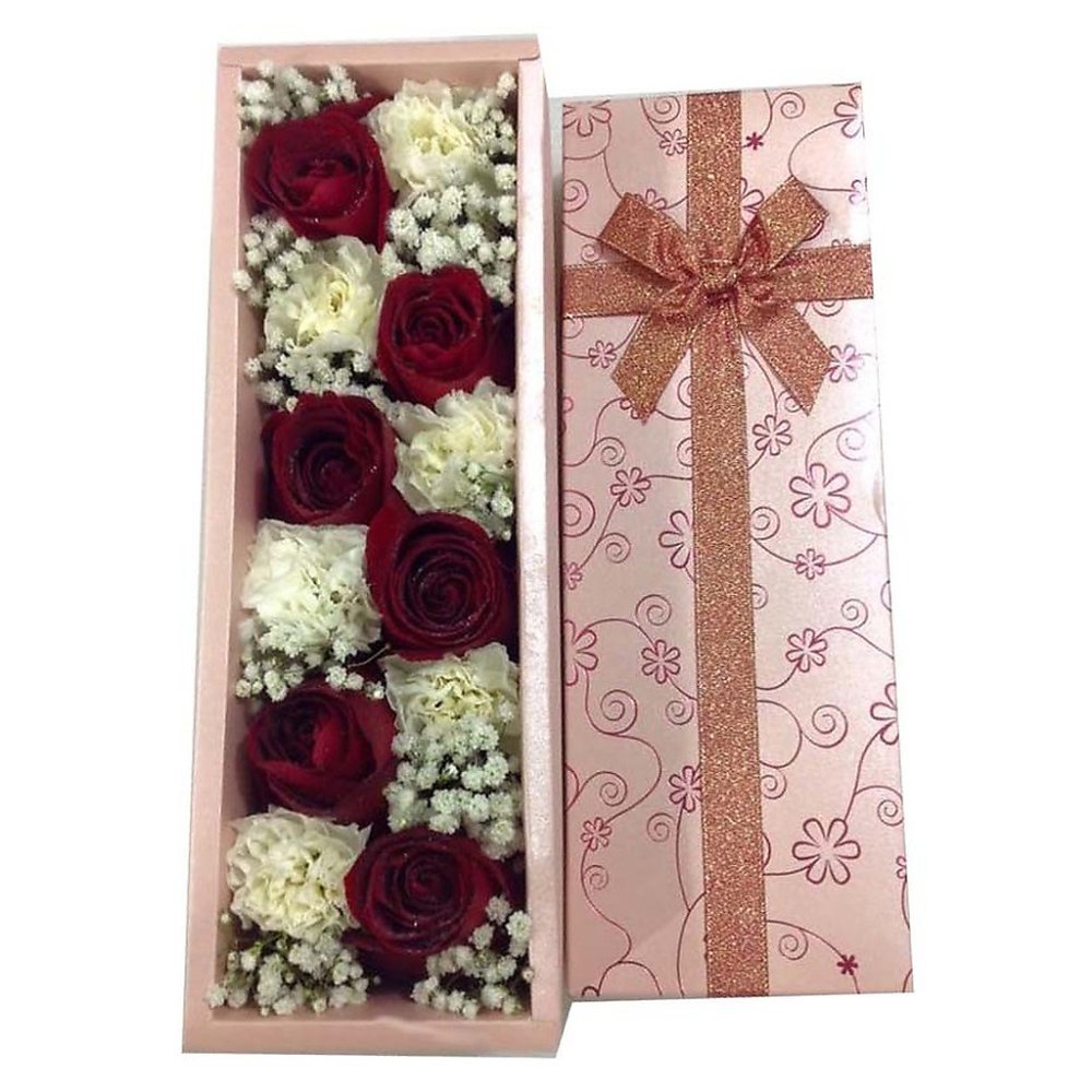 Red and white floral gift box