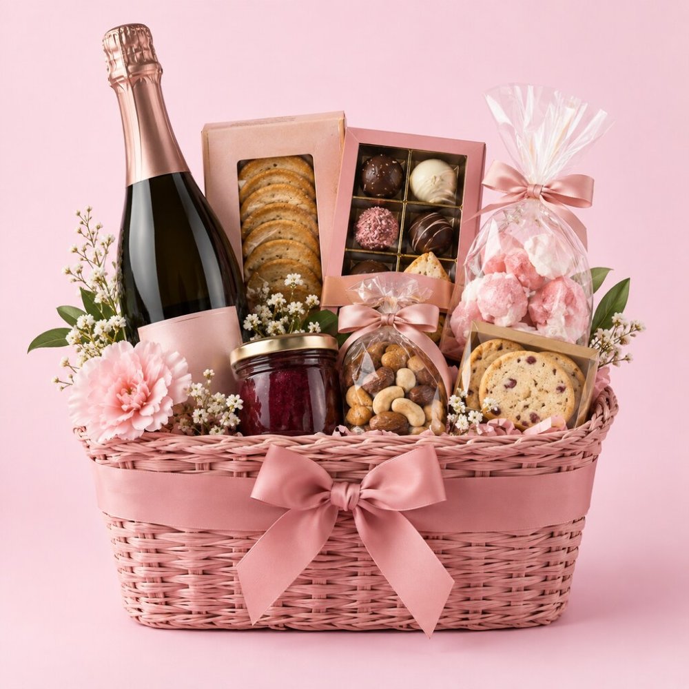 Gourmet Gift Basket | Blush Pink Gourmet Basket