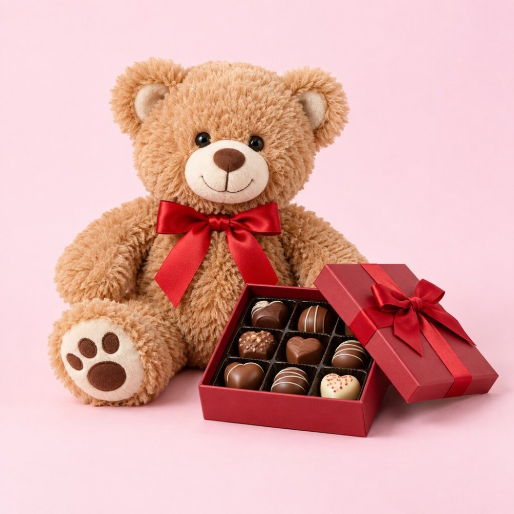 Teddy Bear and Chocolate Gift Set | Plush Toy Bundle