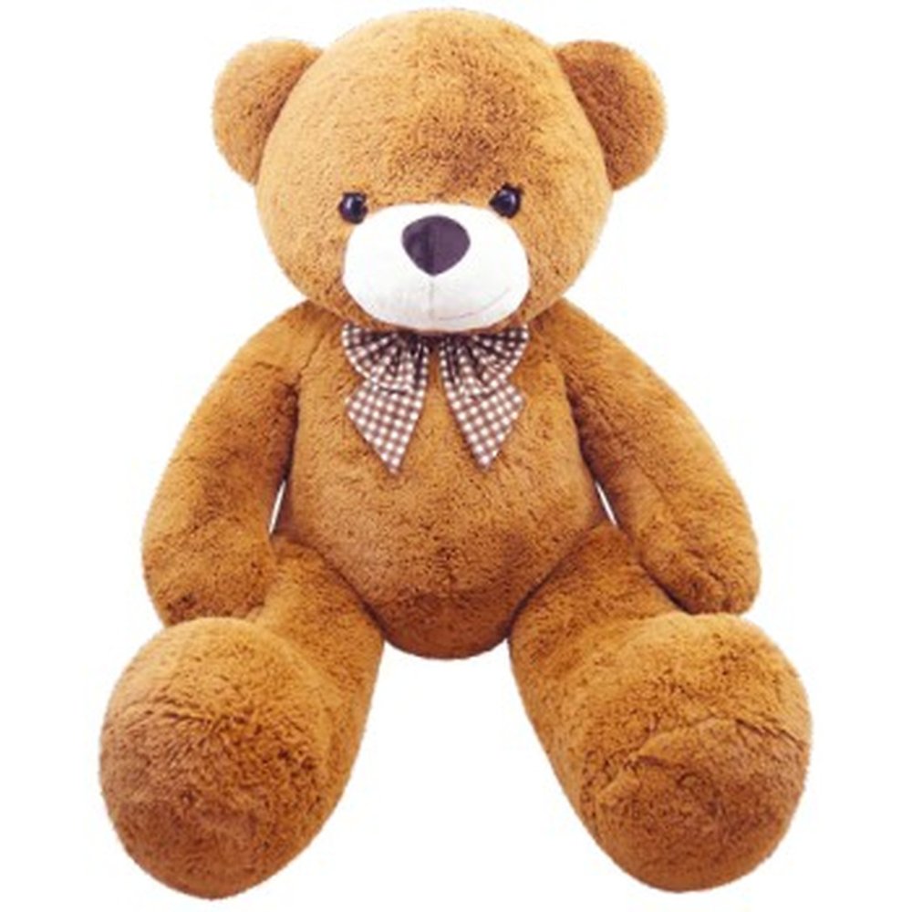 Brown teddy bear with bow