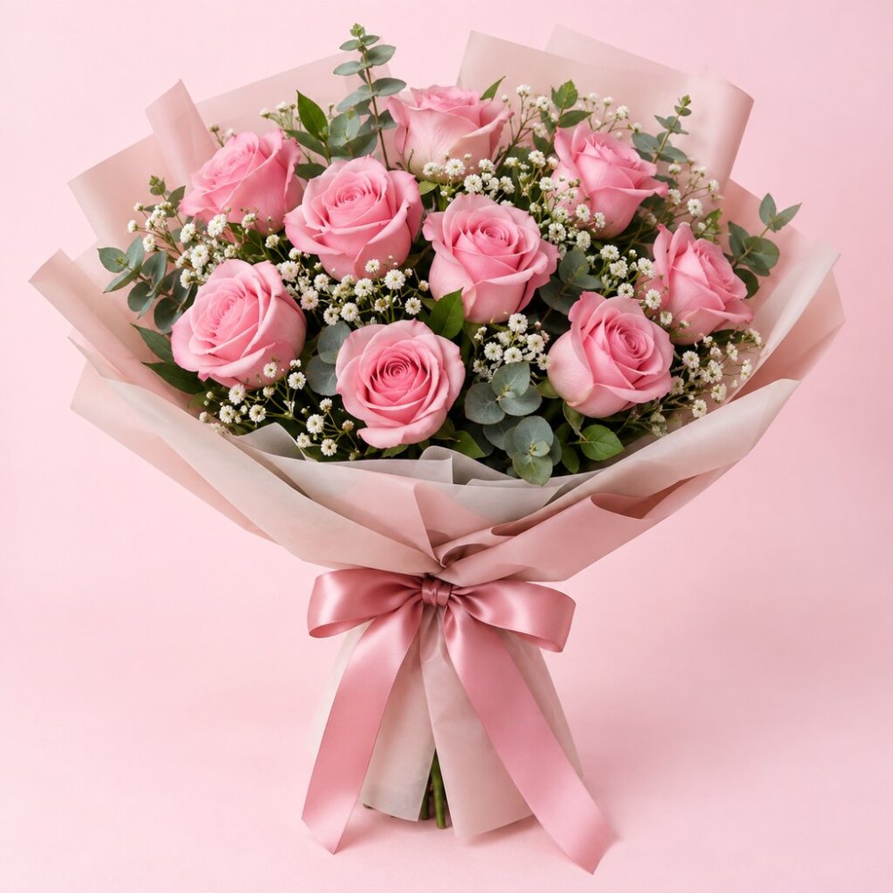Fresh Pink Roses Flower Bouquet - Rayong | Pink Flowers