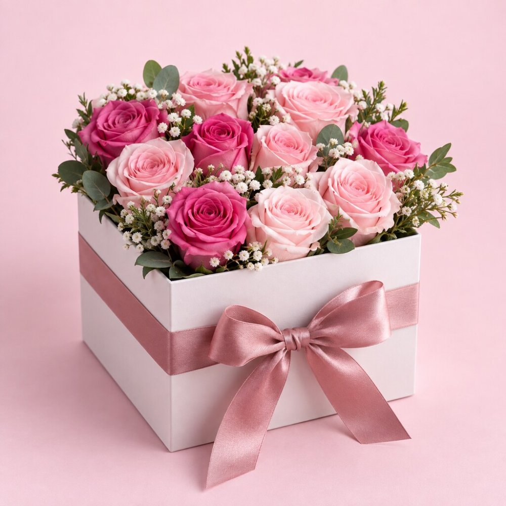 Luxury Rose Box | Rayong Square Floral Gift Box - Home