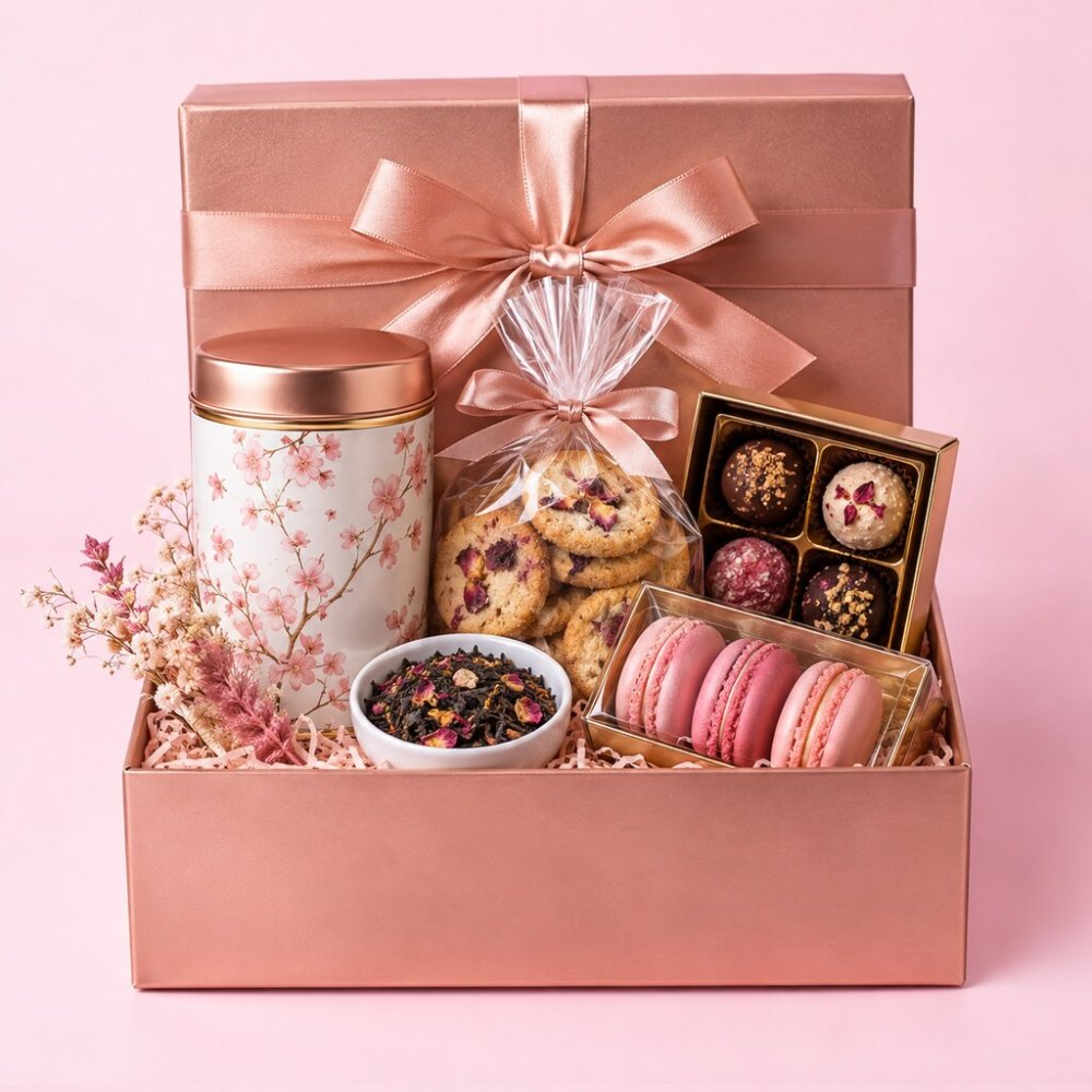 Tea & Sweet Gift Box | Rose Gold Tea & Sweet Box