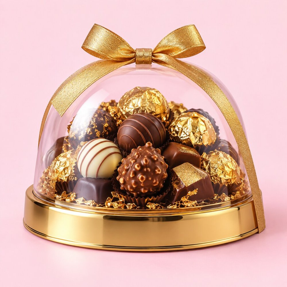 Chocolate Celebration Dome | Gold Dessert Candy Figure