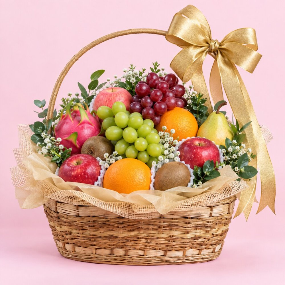 Fruit Hamper | Office Gold Ribbon Fruit Hamper - Home - Elevate #5644