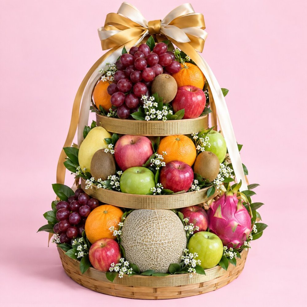 Fruit Celebration Tower | Imported Fruit Gift Basket - Home - REF-5683