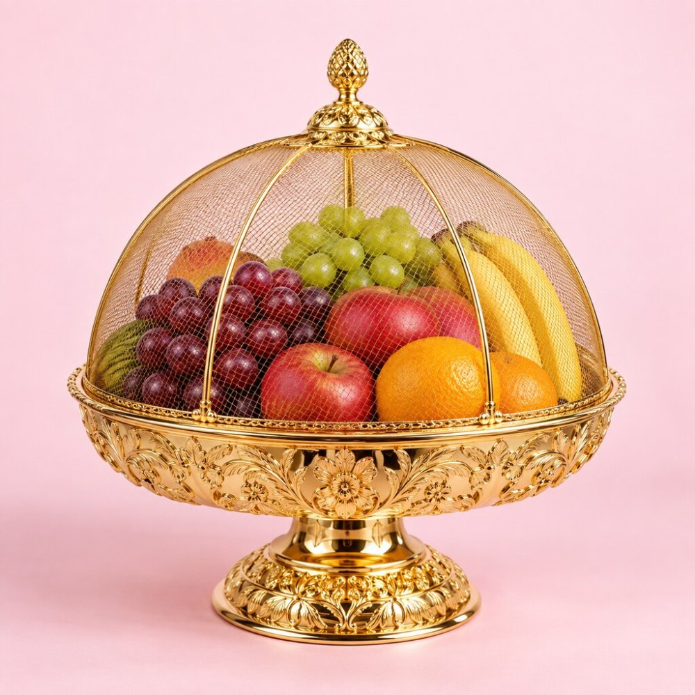 Fruit Dome Statue | Golden Imported Fruit Dome - Home - REF-5690