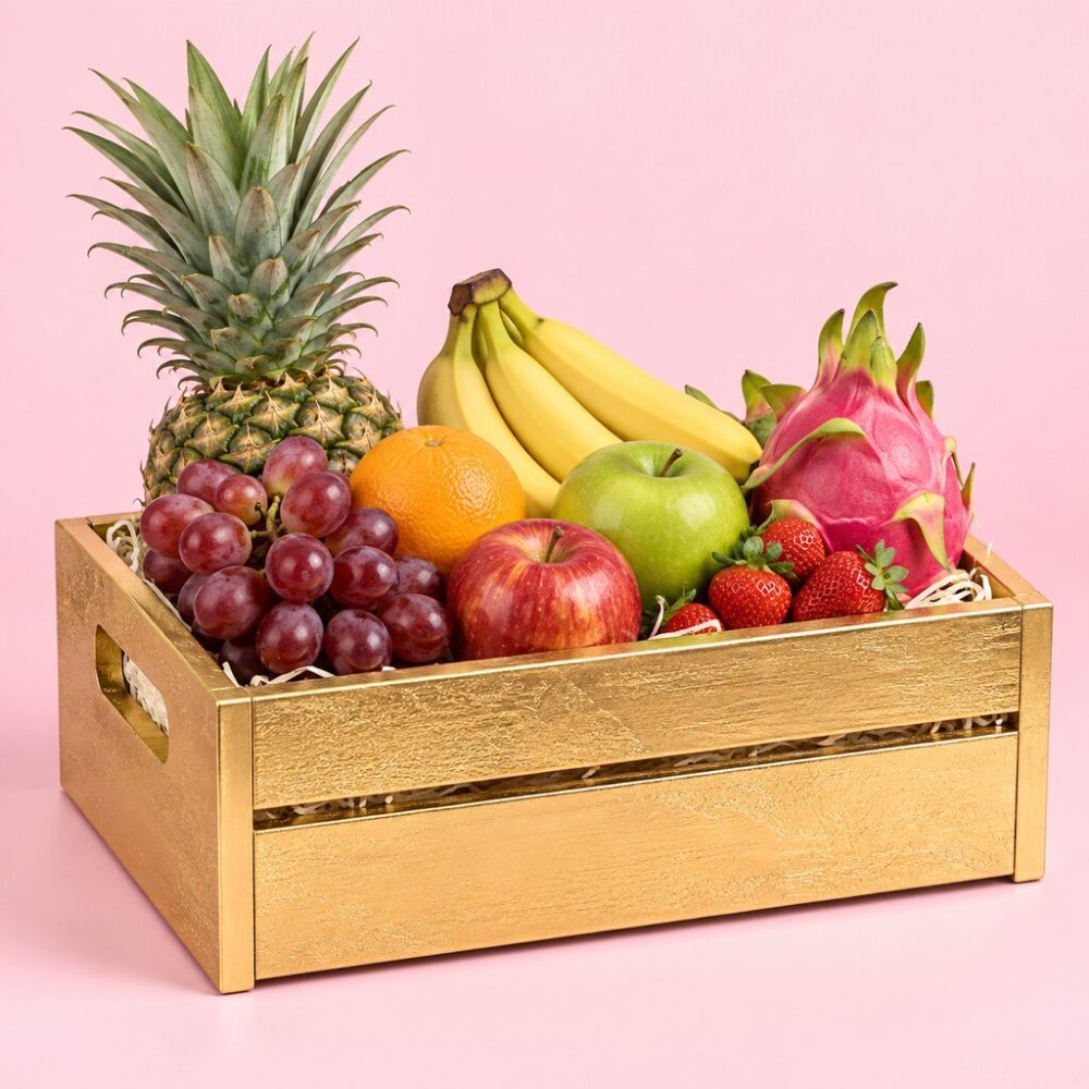 Fruit Crate | Golden Imported Storage Box - Decorative - Home #5782
