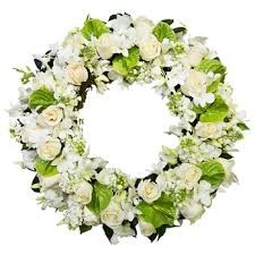 Corona de flores artificiales blanca marfil