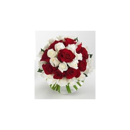 35 WHITE AND RED ROSE FLOWERS