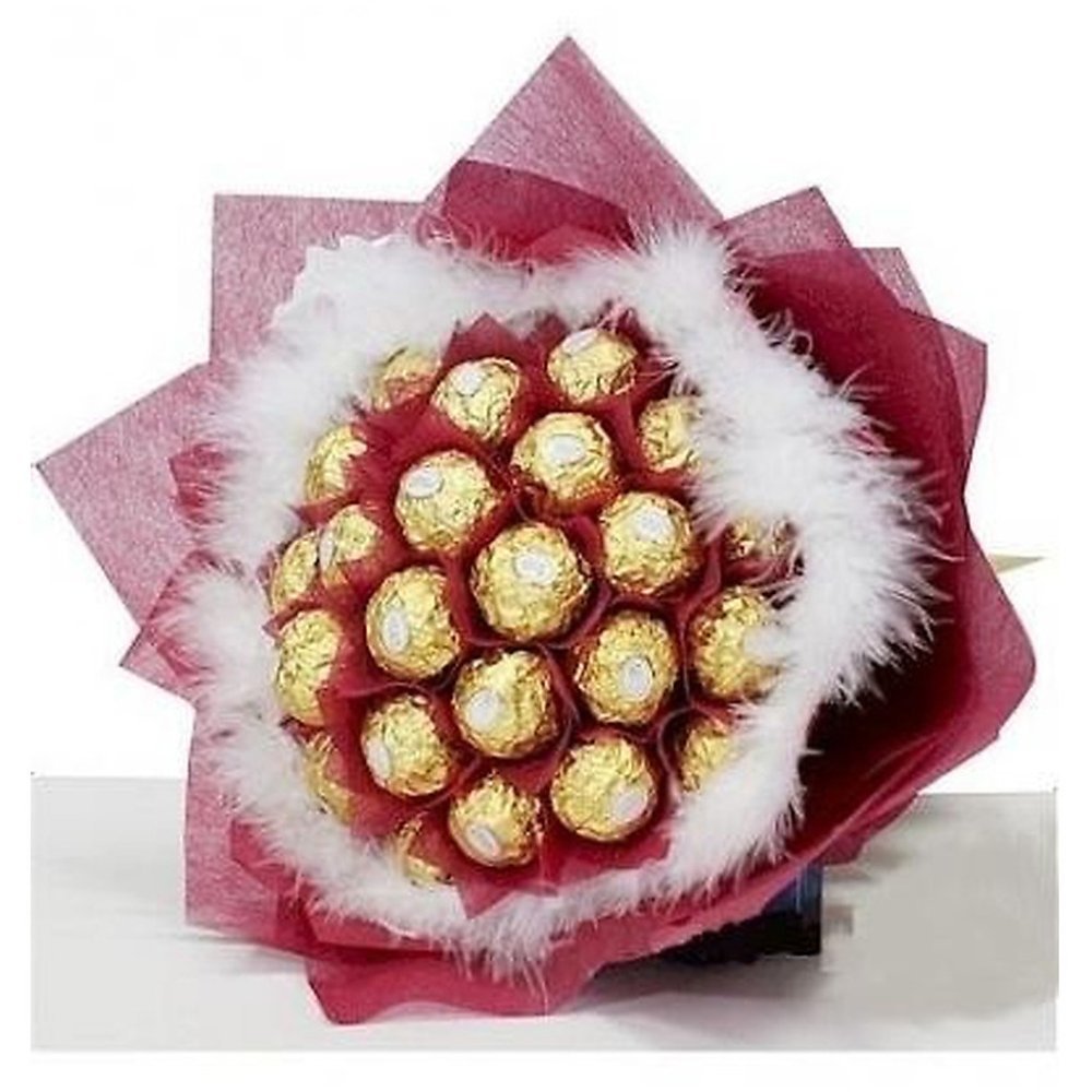 Gold chocolate bouquet burgundy wrap