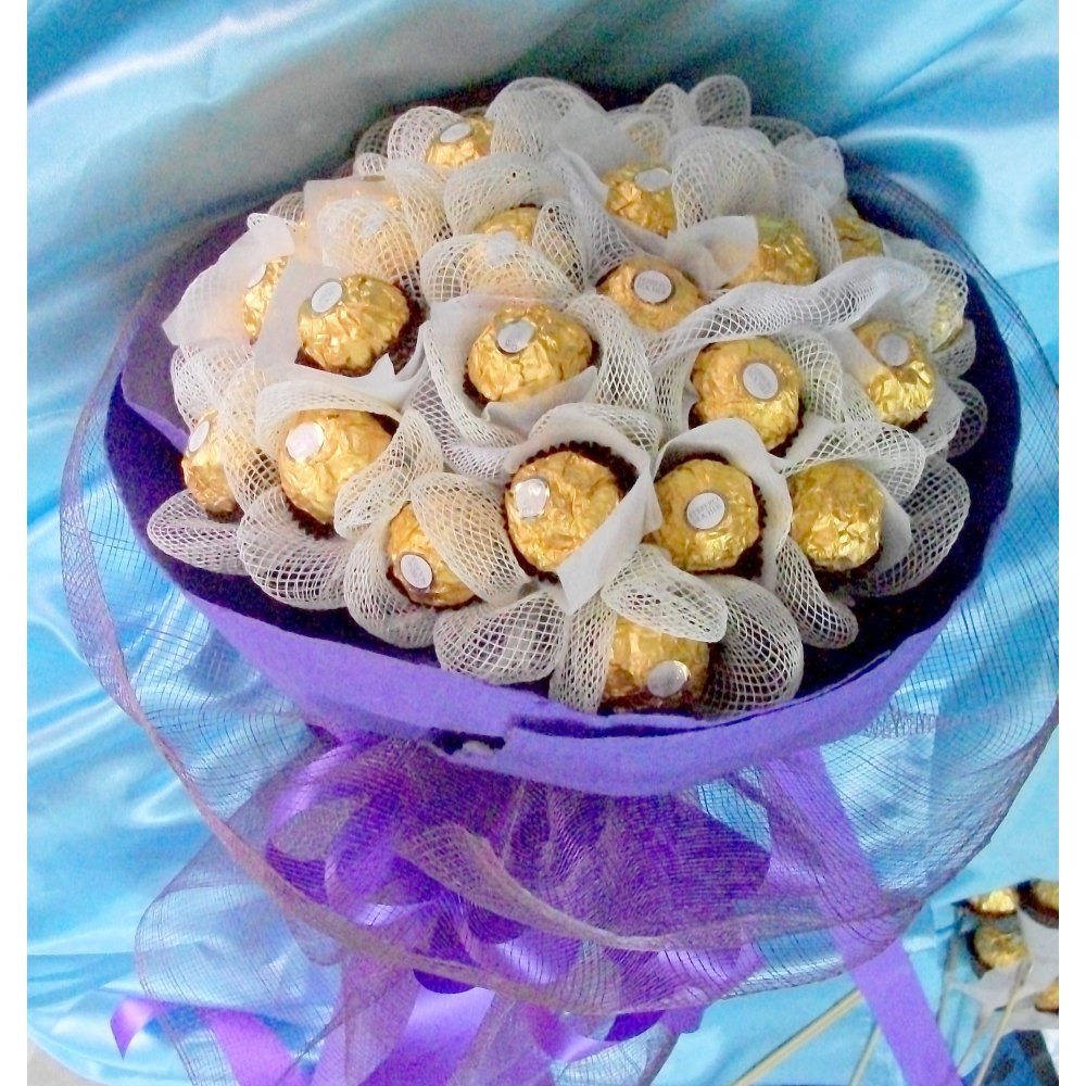 Gold chocolate bouquet purple wrap
