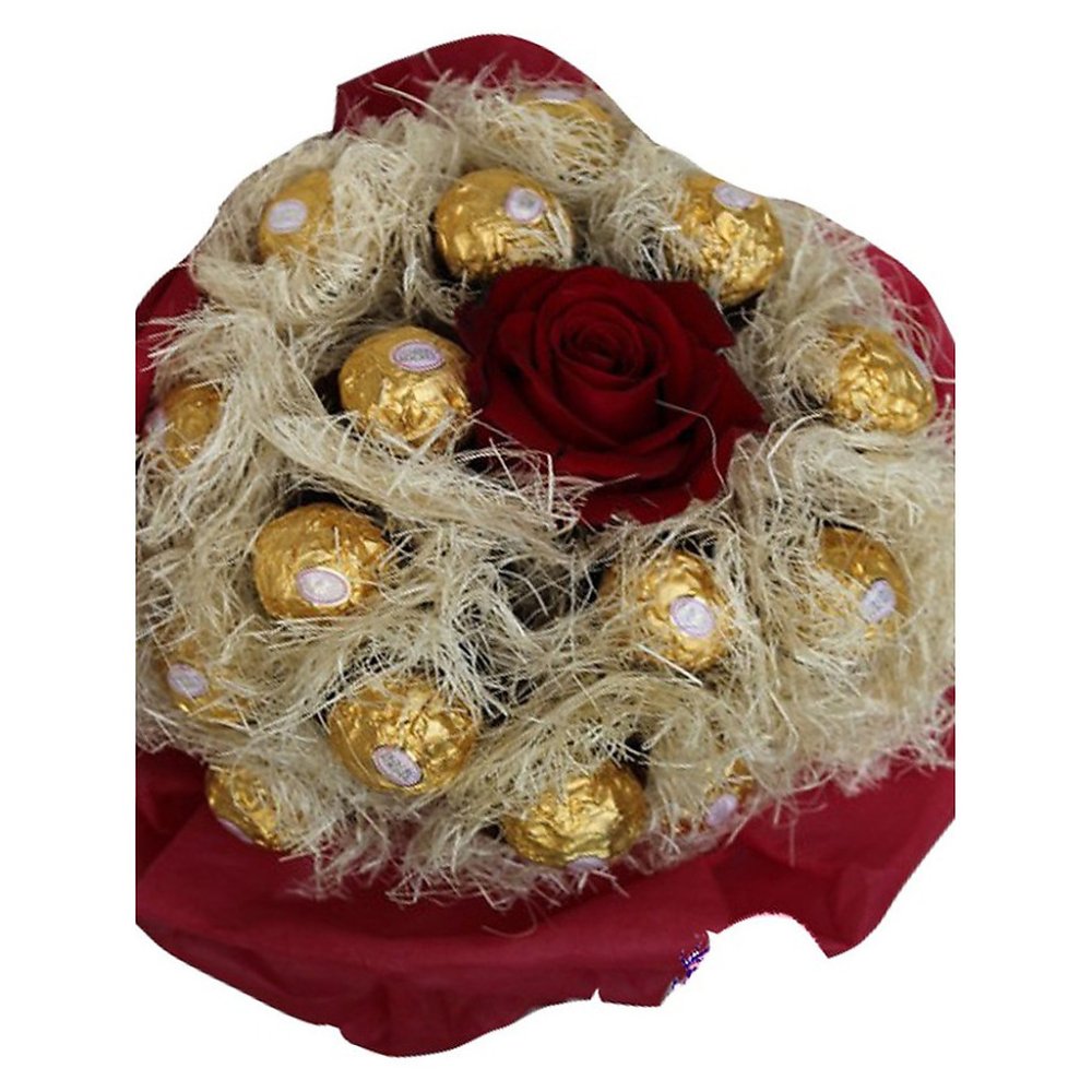 Red rose and gold chocolates